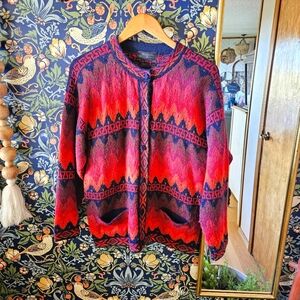 Alexis Red and Black Patterned Cardigan